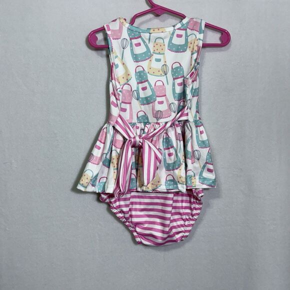 Pete + Lucy Baking Beauty Pink Blue Bubble Bodysuit Romper Girl's Size 18-24M - Picture 2 of 9